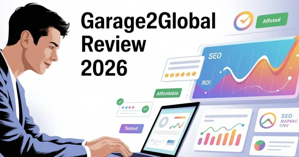 affordable digital marketing agency review garage2global showing seo results analytics dashboard and small business growth