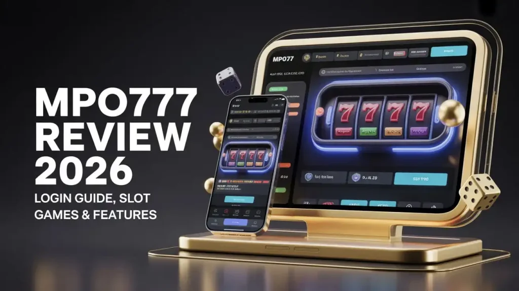 MPO 777 Review 2026 feature image showing online slot platform login interface and mobile-friendly casino dashboard
